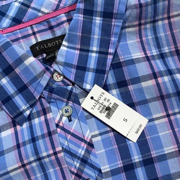 Talbots Size Small Long Sleeve Cotton Top‎ Blues and Pink - Picture 1 of 3